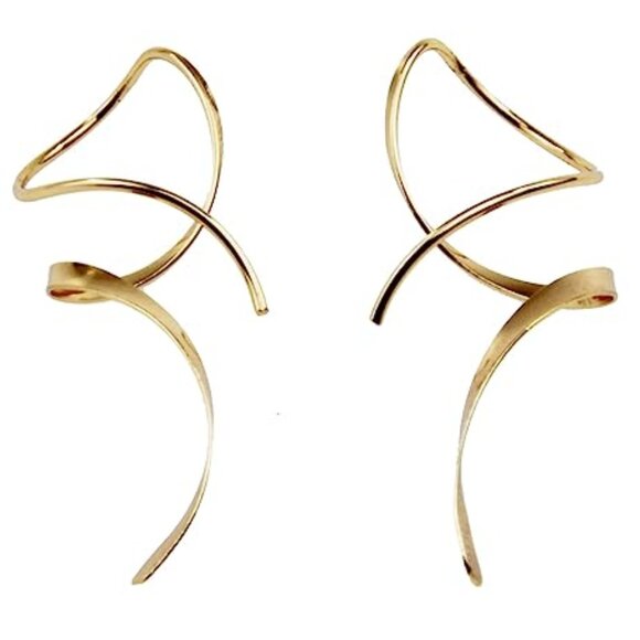 14K Gold Plated Spiral Threader Earrings - Picture 1 of 4